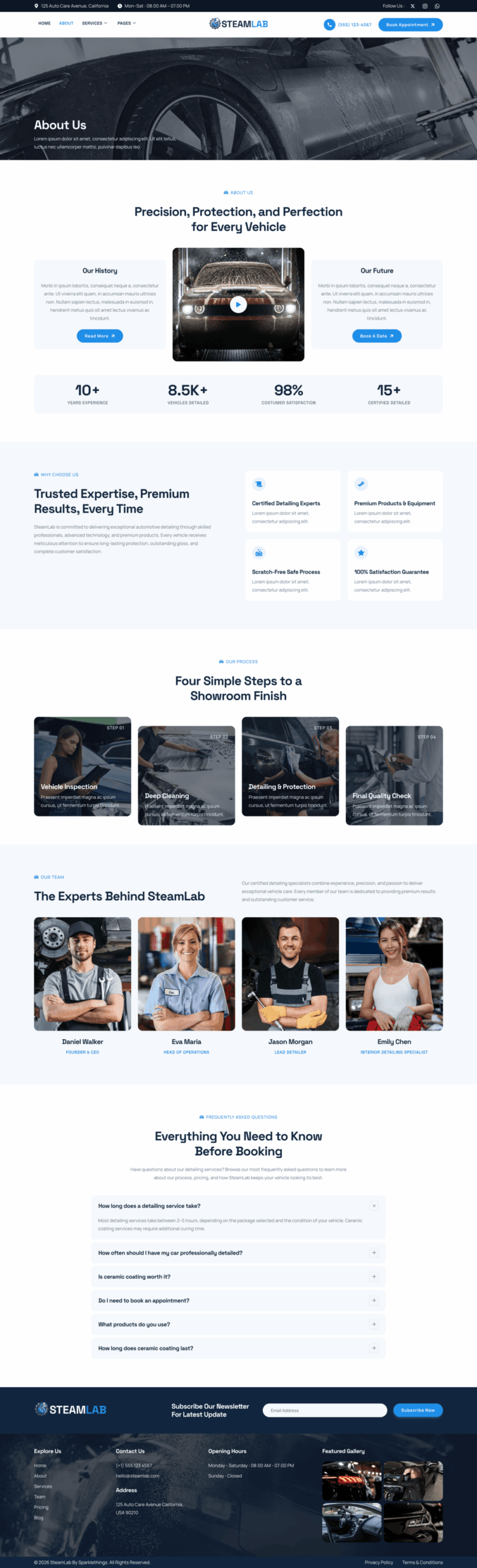 About — SteamLab - Car Wash & Detailing Service Elementor Template