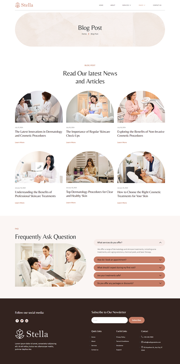 About Us — Stella - Dermatology & Skincare Elementor Template