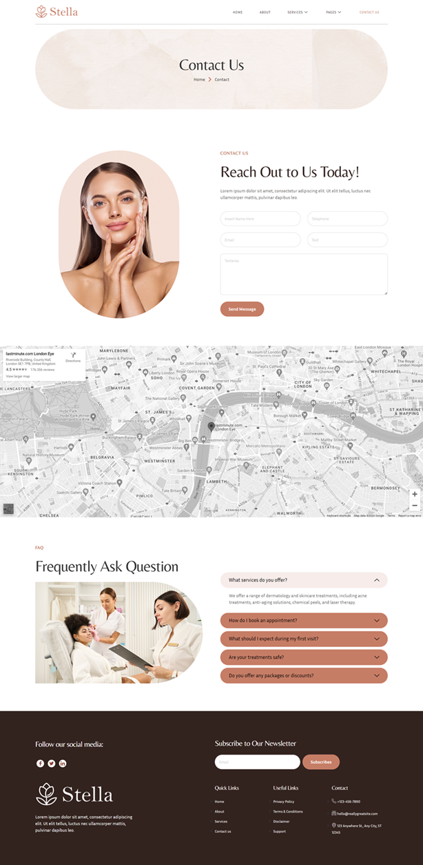Contact Us — Stella - Dermatology & Skincare Elementor Template