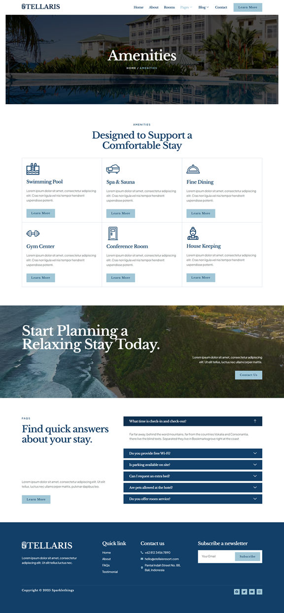 Amenities — Stellaris - Hotel & Resort Elementor Template