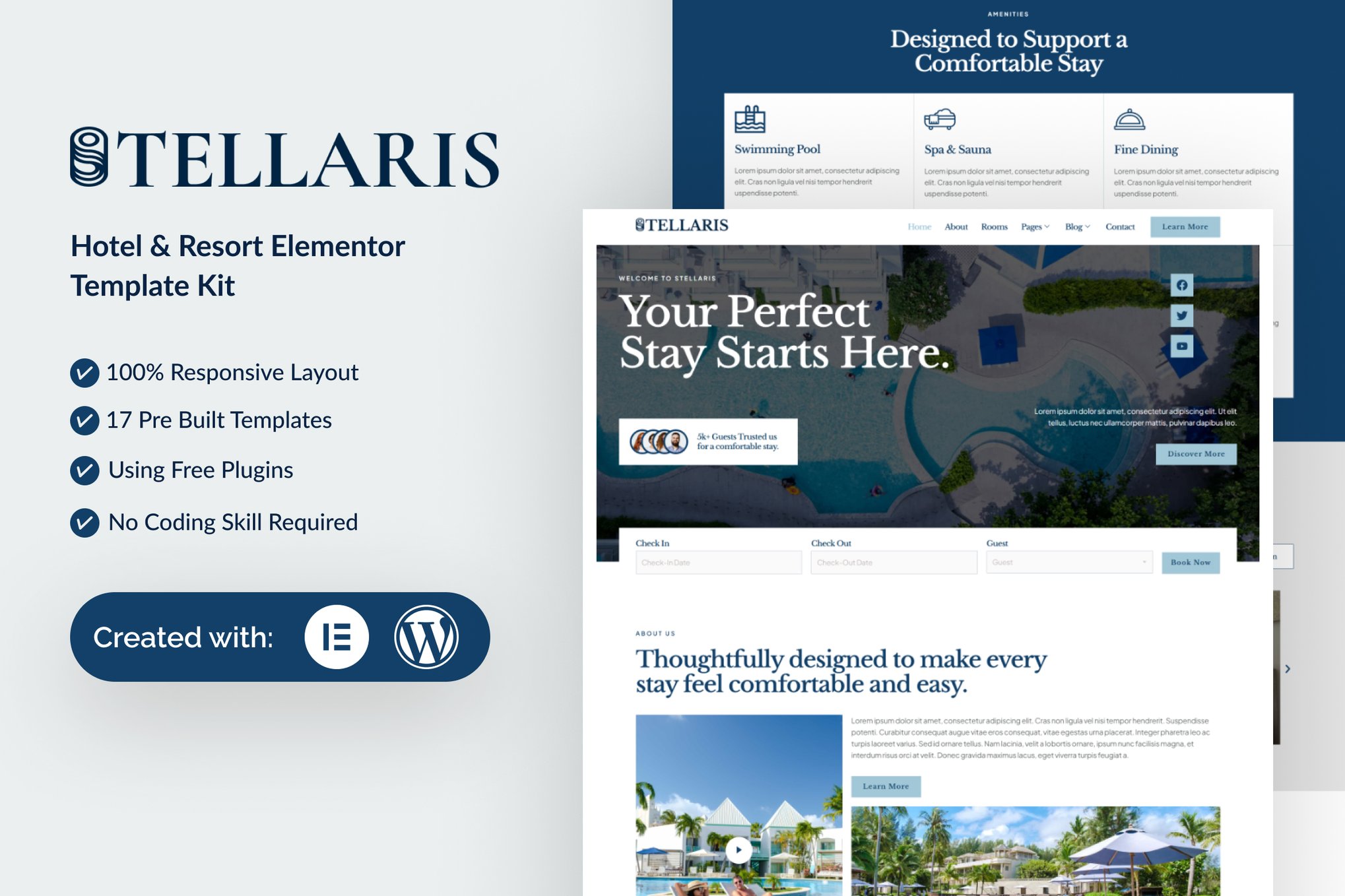 Stellaris - Hotel & Resort Elementor Template — Elementor template kit cover