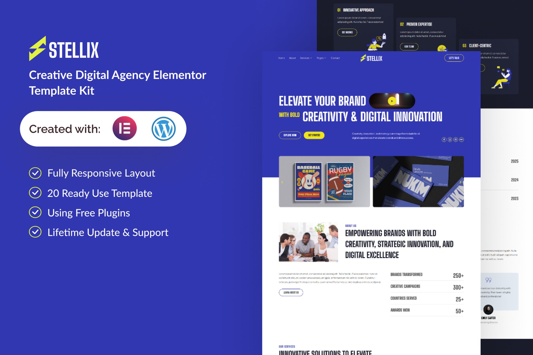 Stellix - Creative Digital Agency Elementor Template — Elementor template kit cover
