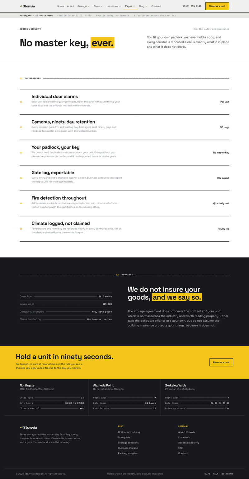 Access & Security — Stowvia - Self Storage & Facility Elementor Template