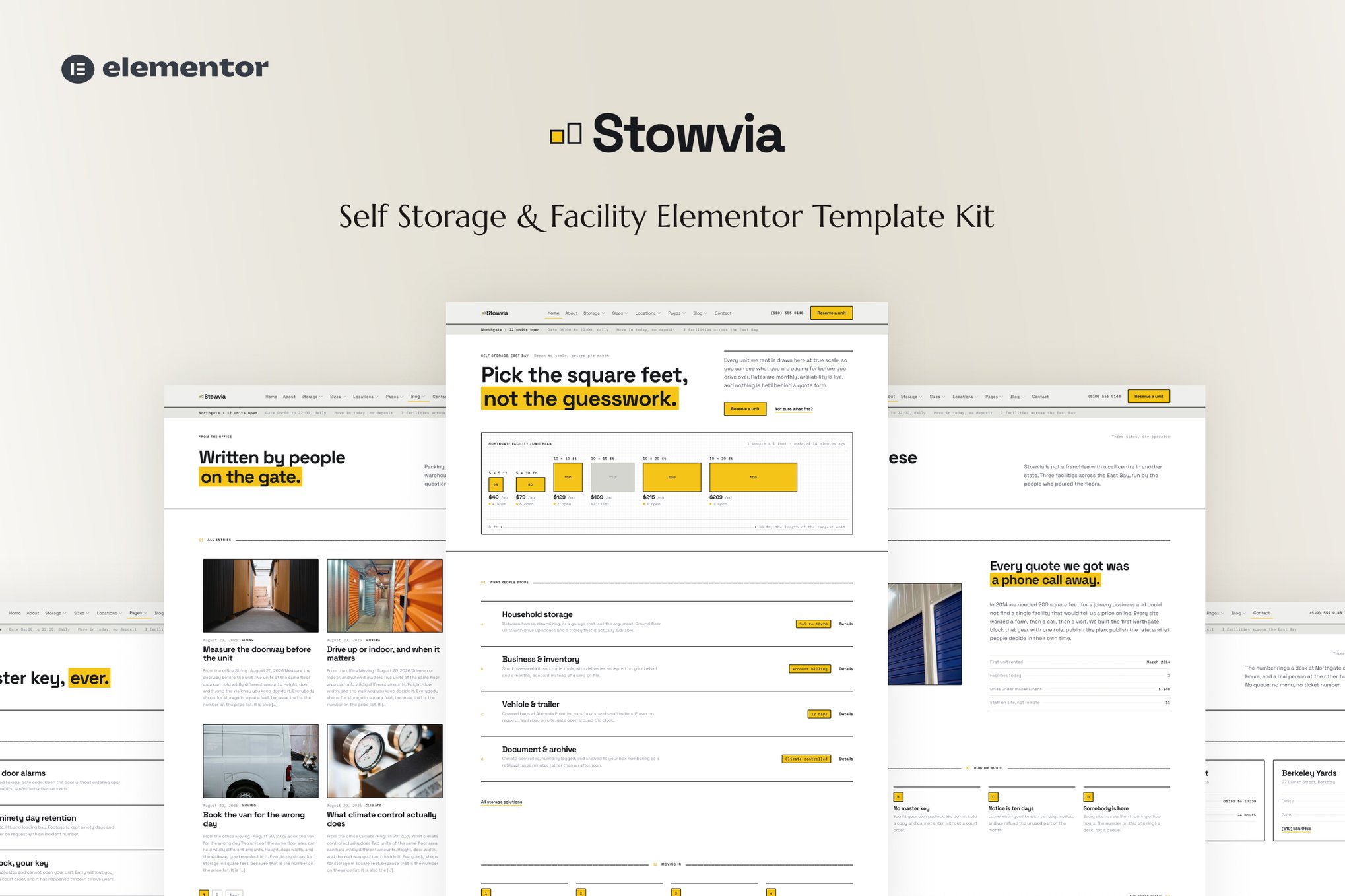Stowvia - Self Storage & Facility Elementor Template — Elementor template kit cover