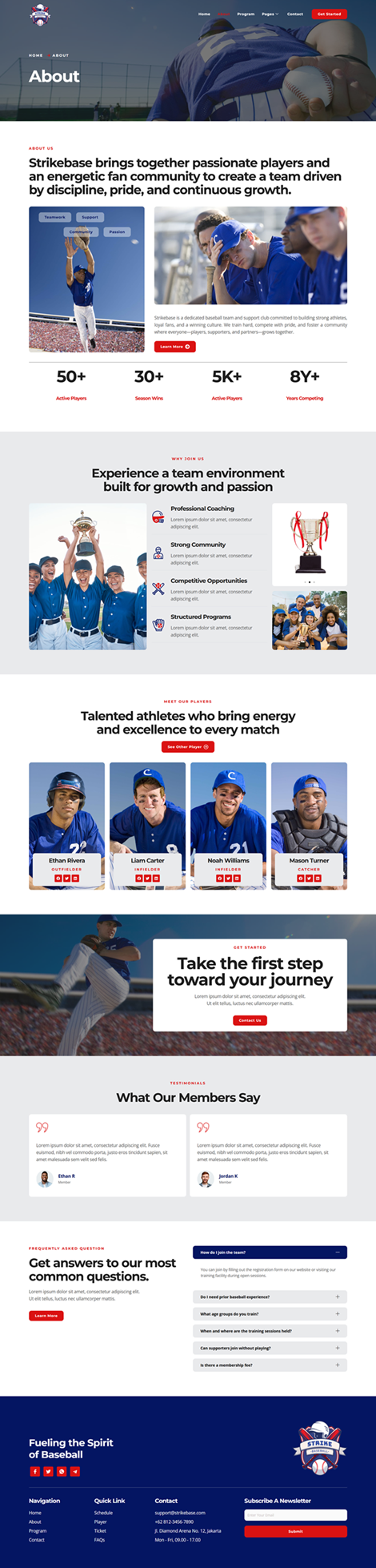 About — StrikeBase - Baseball Team & Sport Club Elemtor Elementor Template