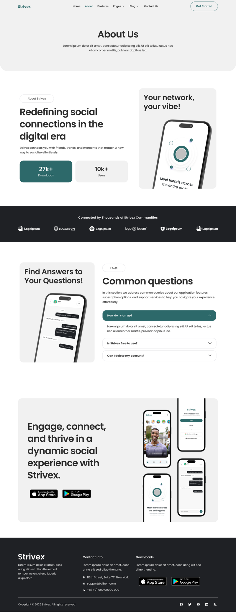 About Us — Strivex - Mobile App & Startup Showcase Elementor Template