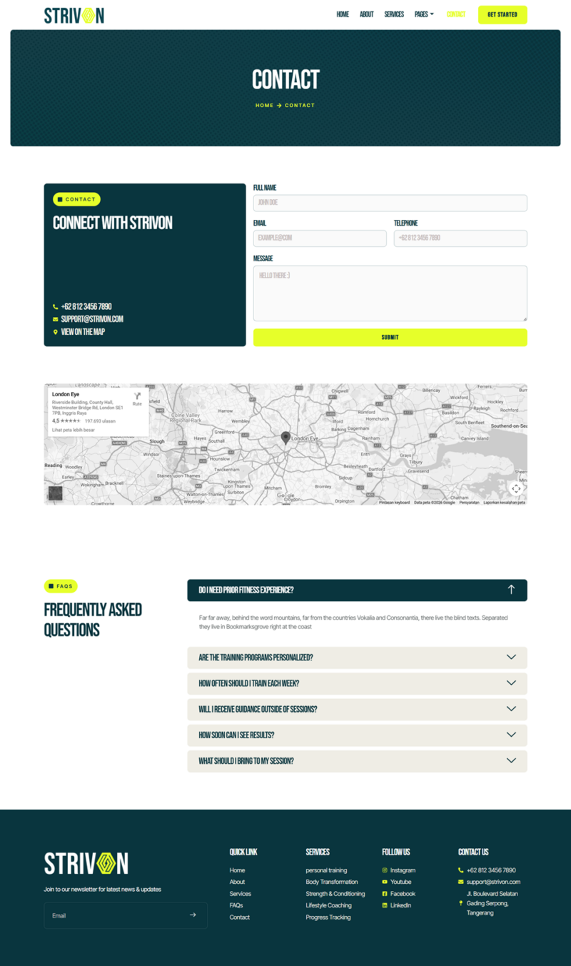 Contact — Strivon - Personal Trainer & Fitness Elementor Template