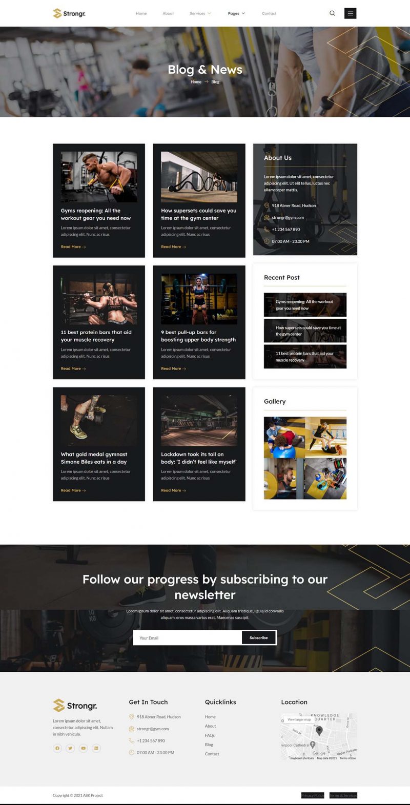 Blog — Strongr - Fitness & Gym Elementor Template