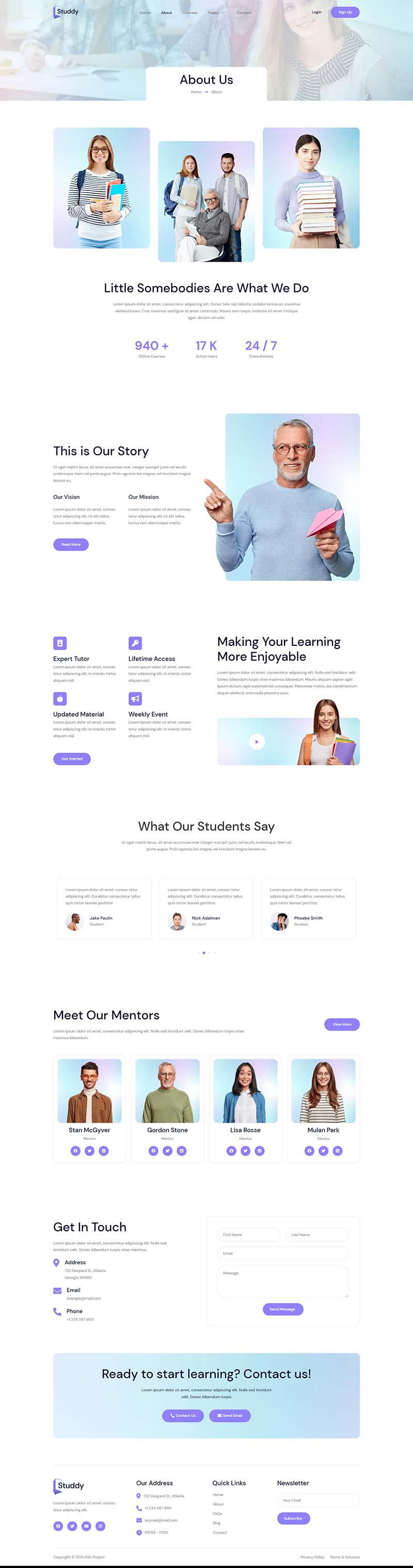 About — Studdy - E-Learning & Online Courses Elementor Template