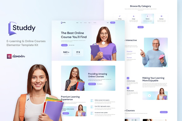 Studdy - E-Learning & Online Courses Elementor Template — Elementor template kit cover