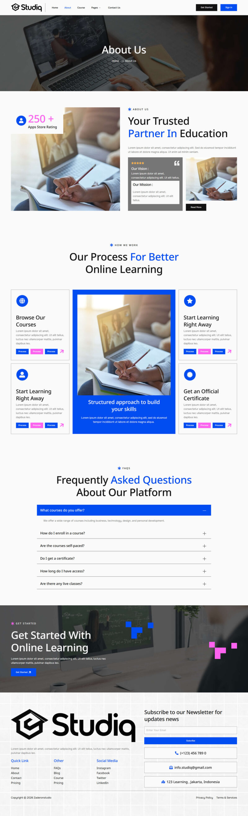About Us — Studiq - Online Course & Education Elementor Template