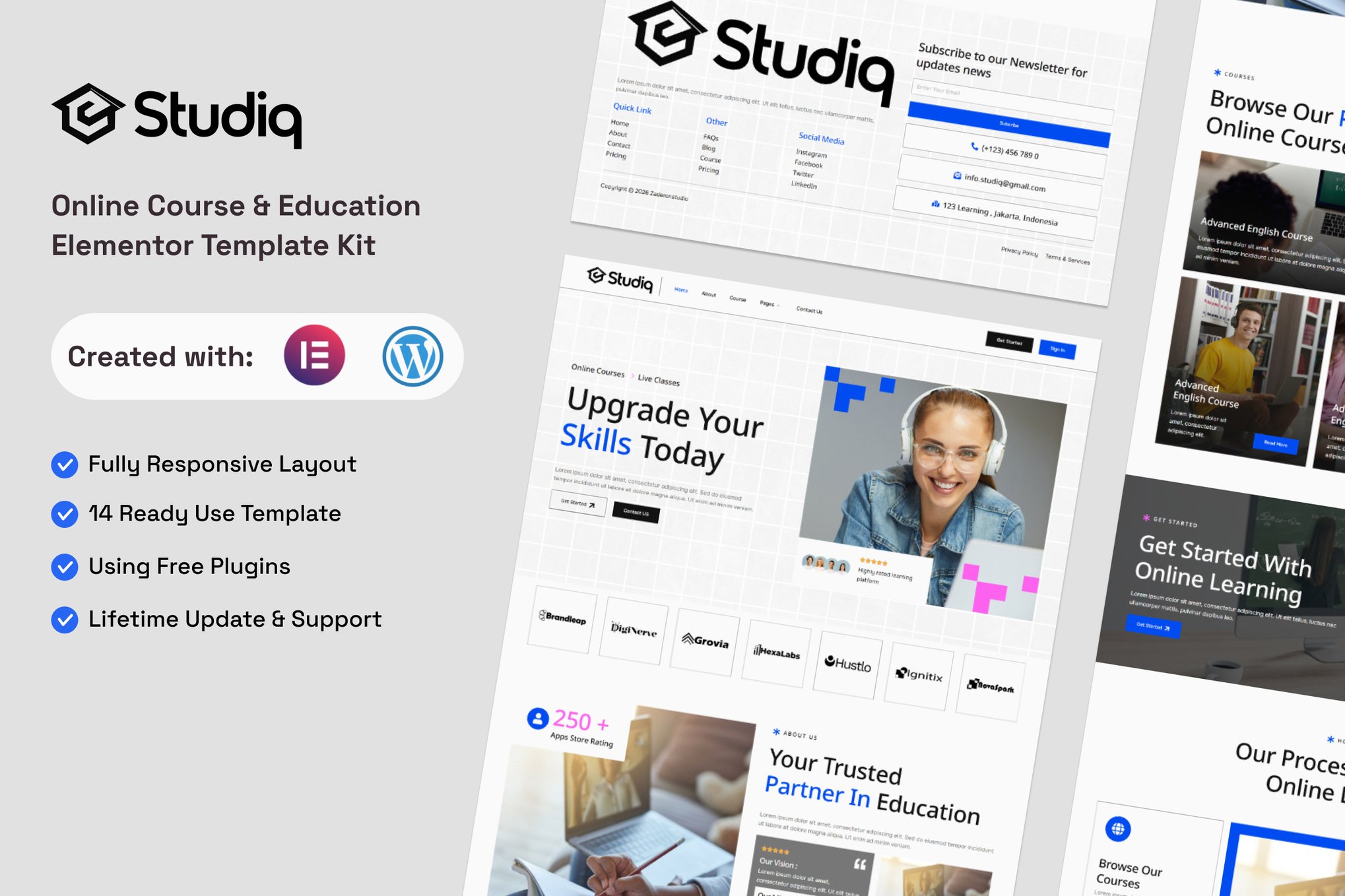 Studiq - Online Course & Education Elementor Template — Elementor template kit cover