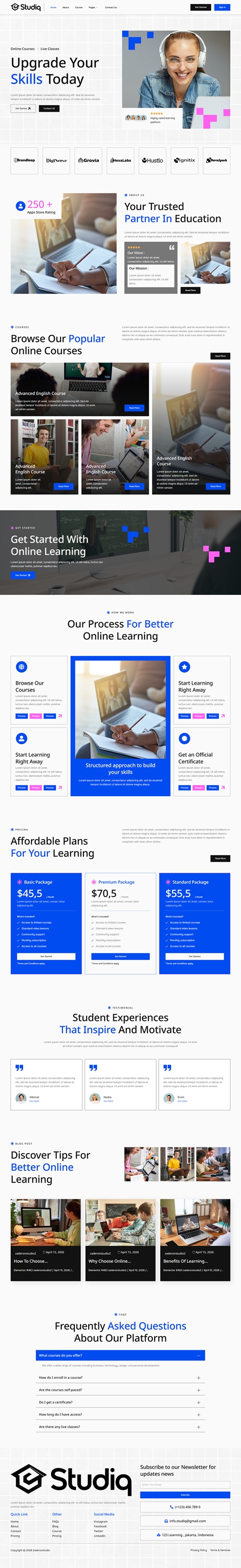 Home — Studiq - Online Course & Education Elementor Template