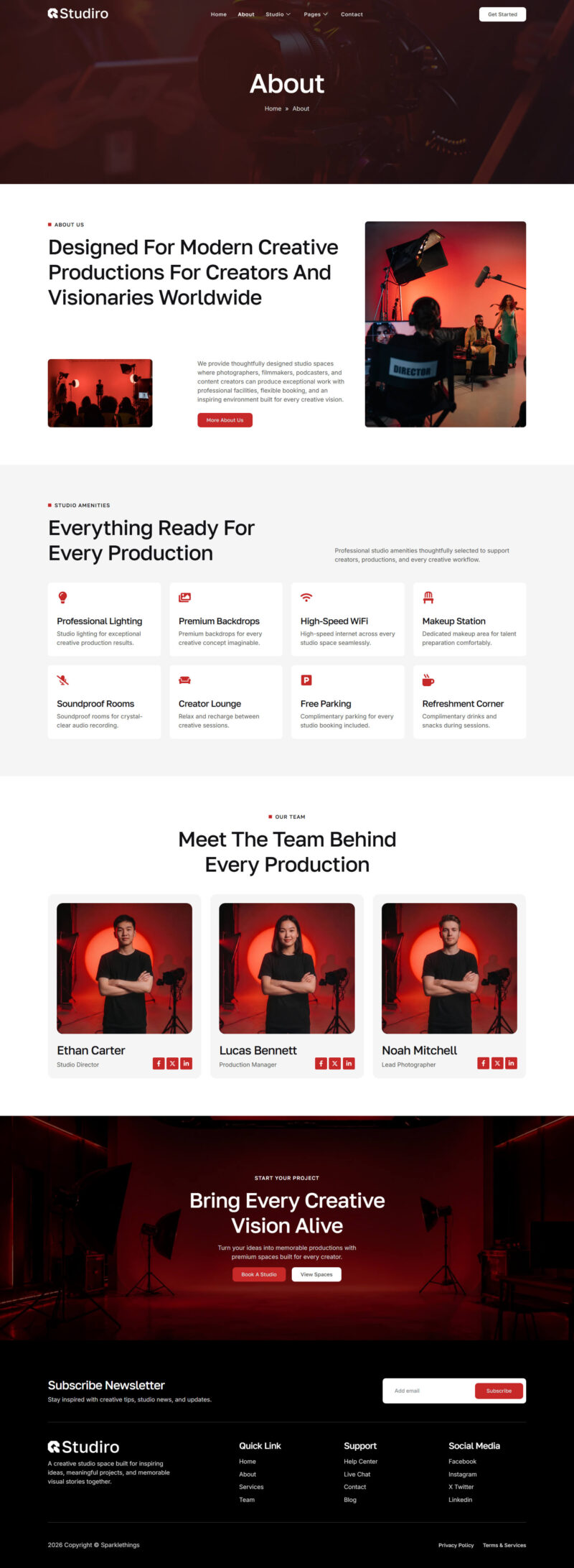 About — Studiro - Creative Studio Rental Elementor Template