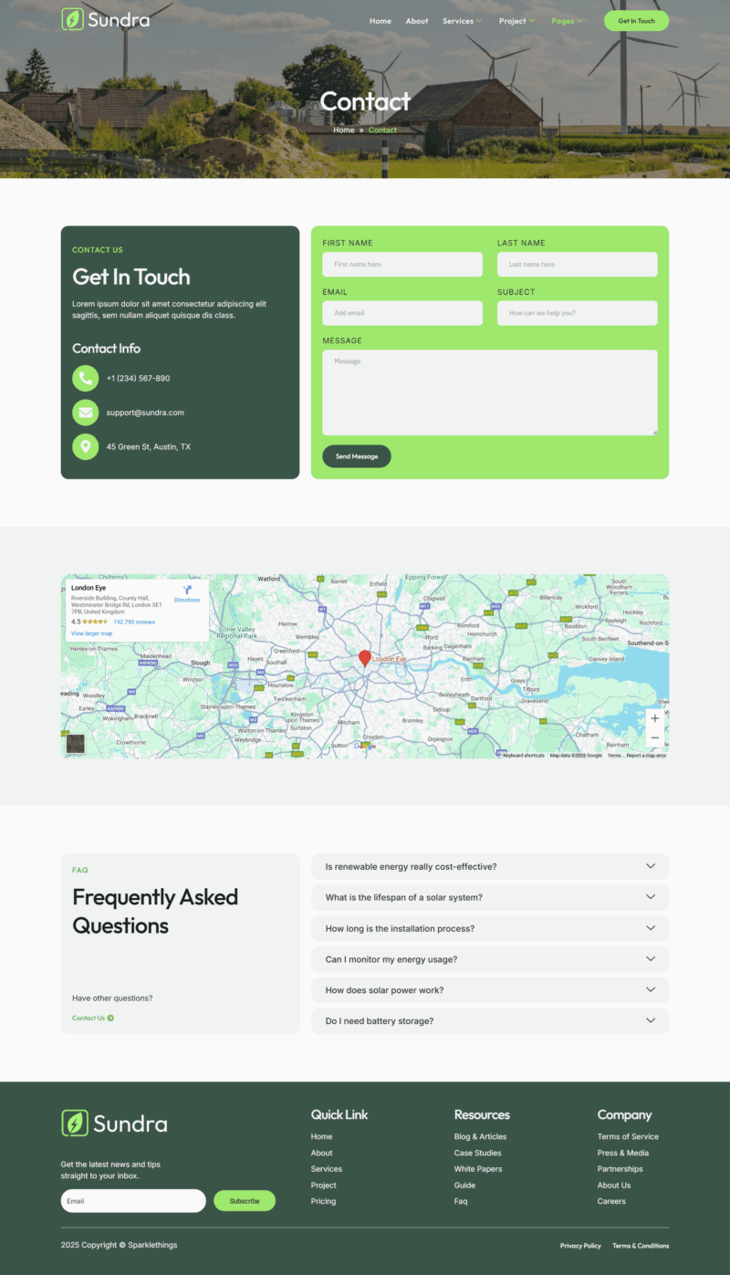 Contact — Sundra - Renewable & Energy Solar Elementor Template