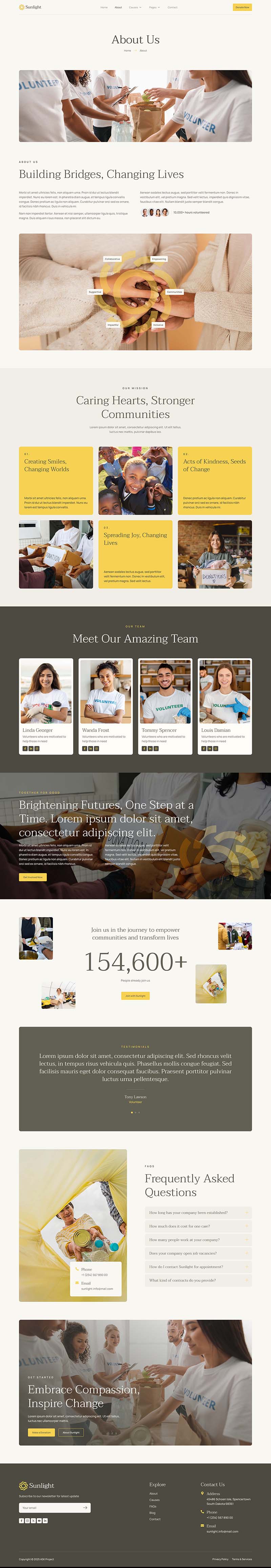 About — Sunlight - Charity and Volunteer Elementor Template
