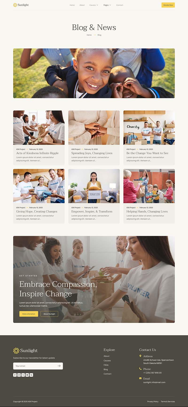 Blog — Sunlight - Charity and Volunteer Elementor Template