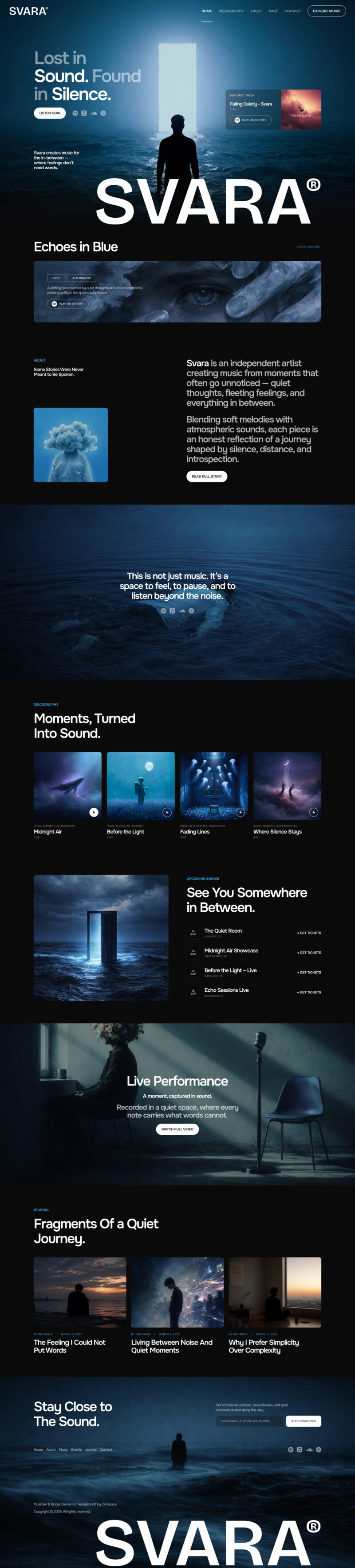 Home — Svara - Musician & Singer Elementor Template