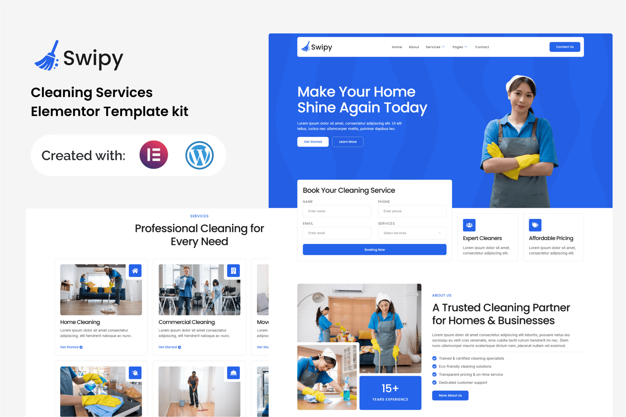 Swipy - Cleaning Services Elementor Template — Elementor template kit cover