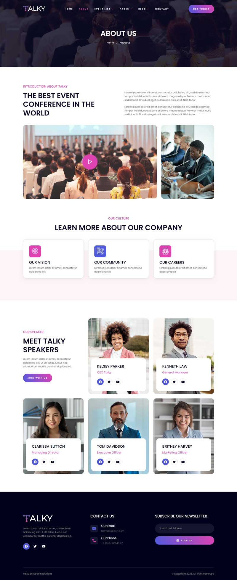About — Talky - Event & Conference Elementor Template