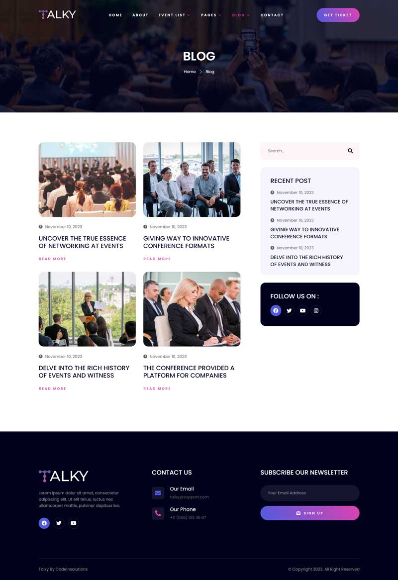 Blog — Talky - Event & Conference Elementor Template