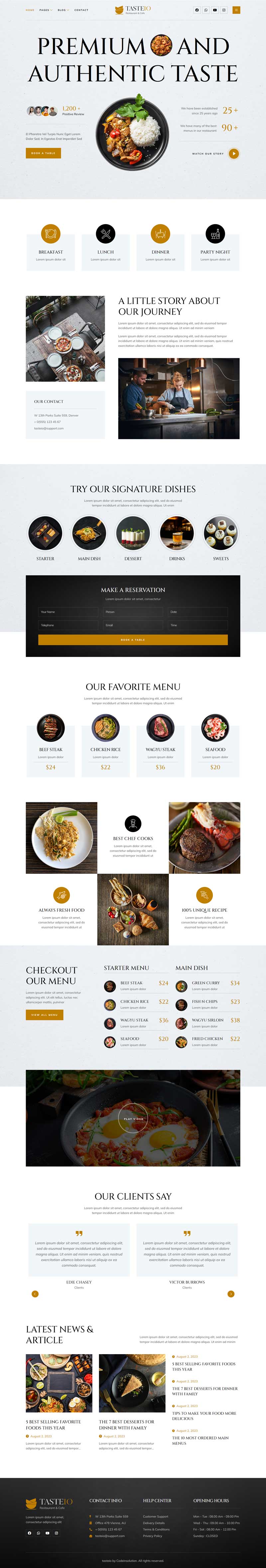 Home — Tasteio - Restaurant & Cafe Elementor Template