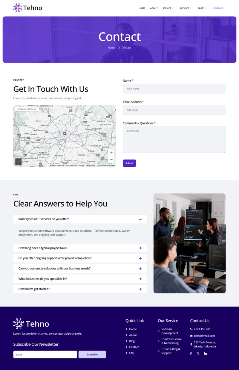 Contact — Tehno - IT Solution & Service Elementor Template
