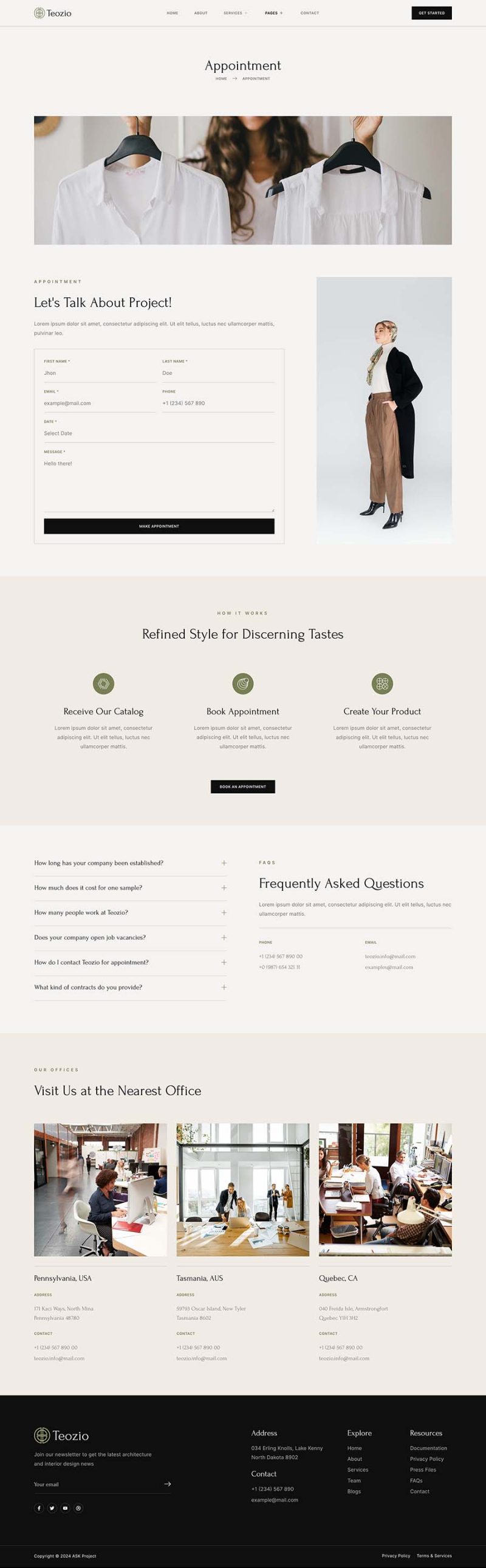 Appointment — Teozio - Garment & Textile Industry Elementor Template