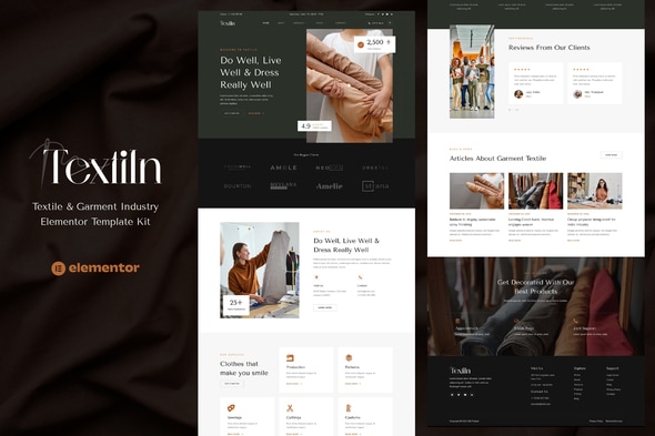 Textiln - Textile & Garment Industry Elementor Template — Elementor template kit cover