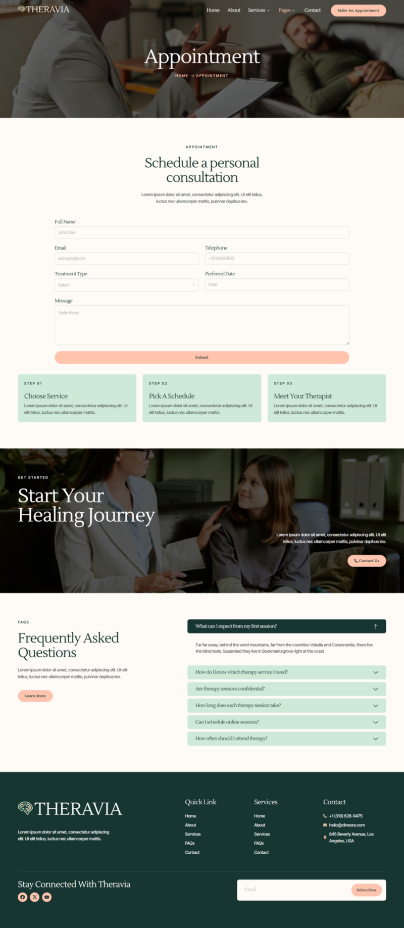 Appointment — Theravia - Mental Health & Psychologist Elementor Template