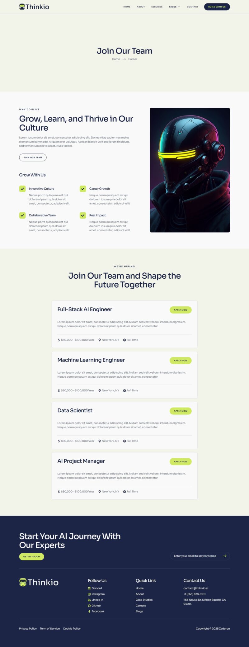 Career — Thinkio - AI Agency & AI Solutions Technology Elementor Template