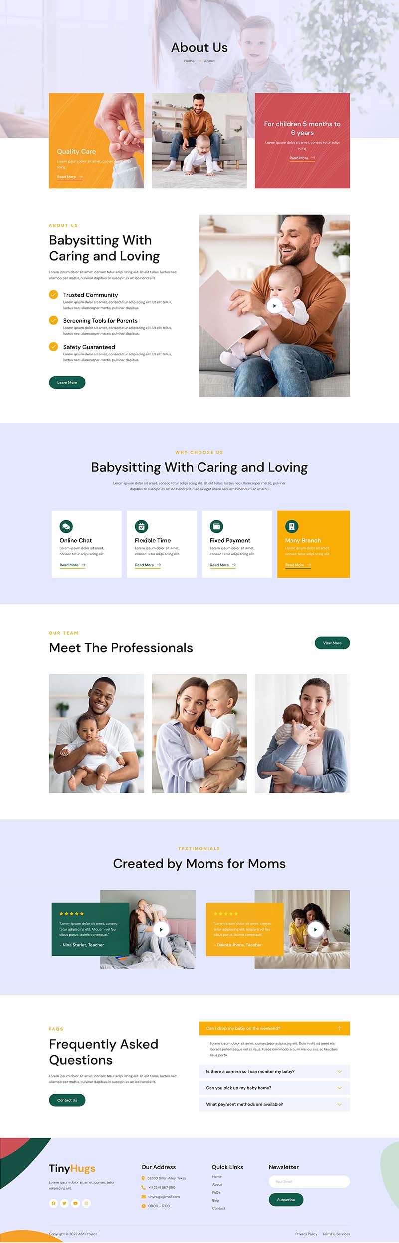 About — Tiny Hugs - Baby & Child Care Services Elementor Template