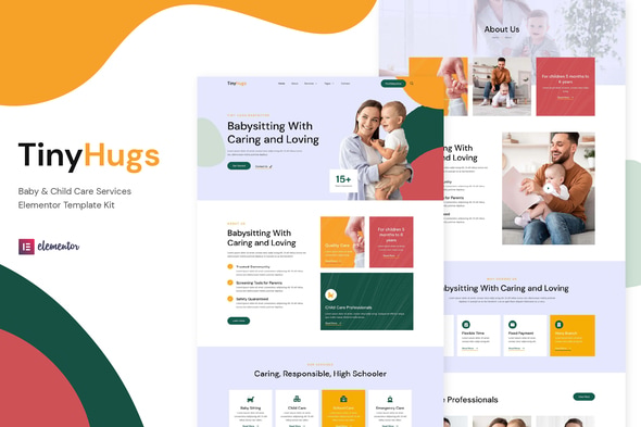 Tiny Hugs - Baby & Child Care Services Elementor Template — Elementor template kit cover