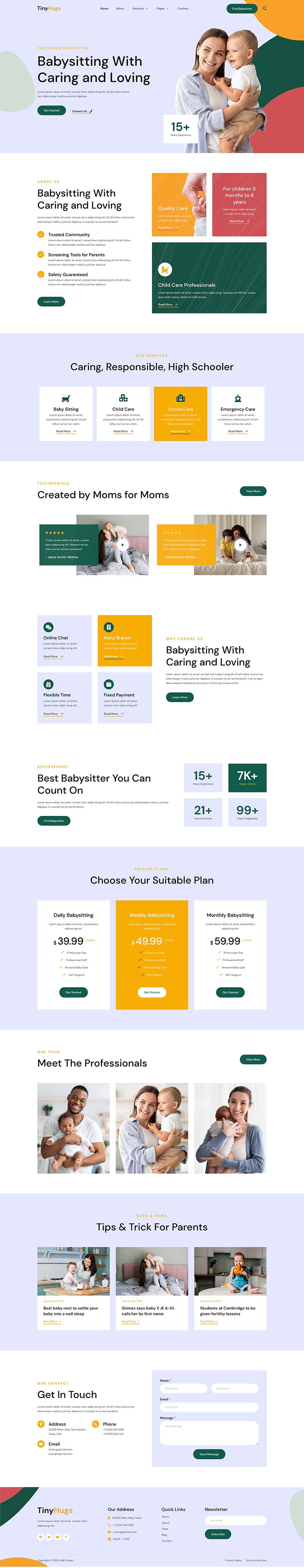 Home — Tiny Hugs - Baby & Child Care Services Elementor Template
