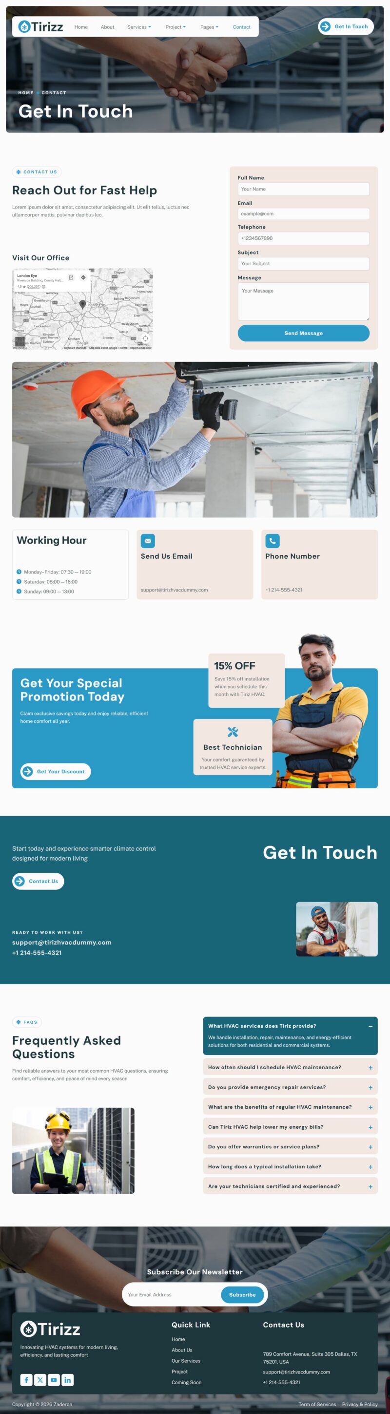 Contact — Tirizz - Air Conditioner & HVAC Repair Service Elementor Template