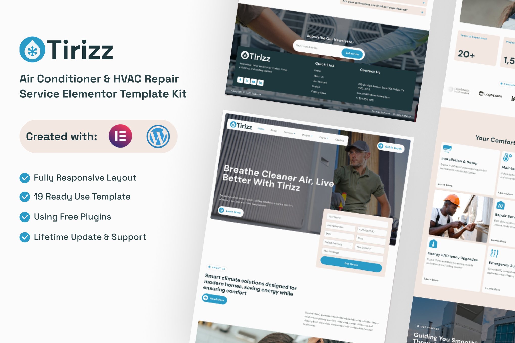Tirizz - Air Conditioner & HVAC Repair Service Elementor Template — Elementor template kit cover
