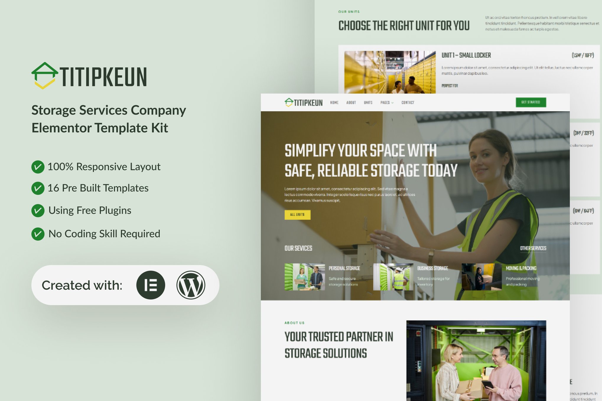 Titipkeun - Storage Service Company Elementor Template — Elementor template kit cover
