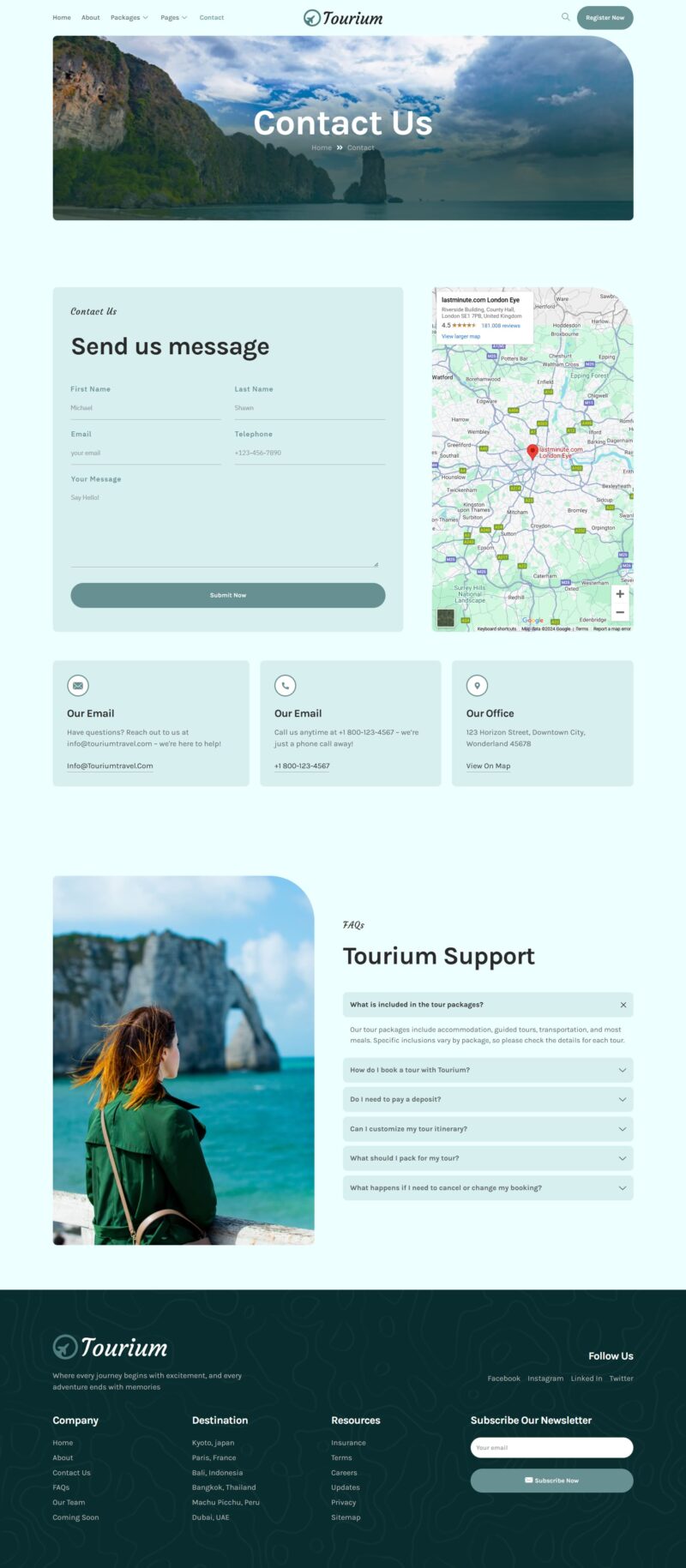 Contact — Tourium - Travel & Tour Agency Elementor Template