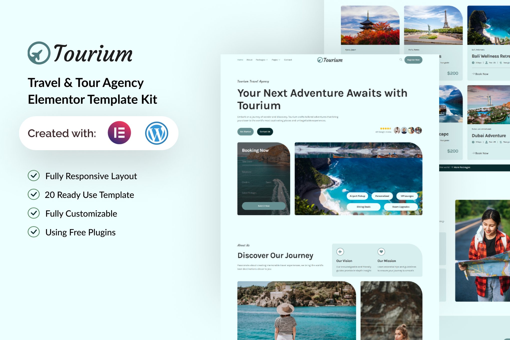 Tourium - Travel & Tour Agency Elementor Template — Elementor template kit cover