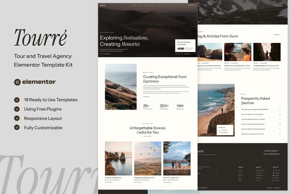 Tourre - Travel & Tour Agency Elementor Template — Elementor template kit cover
