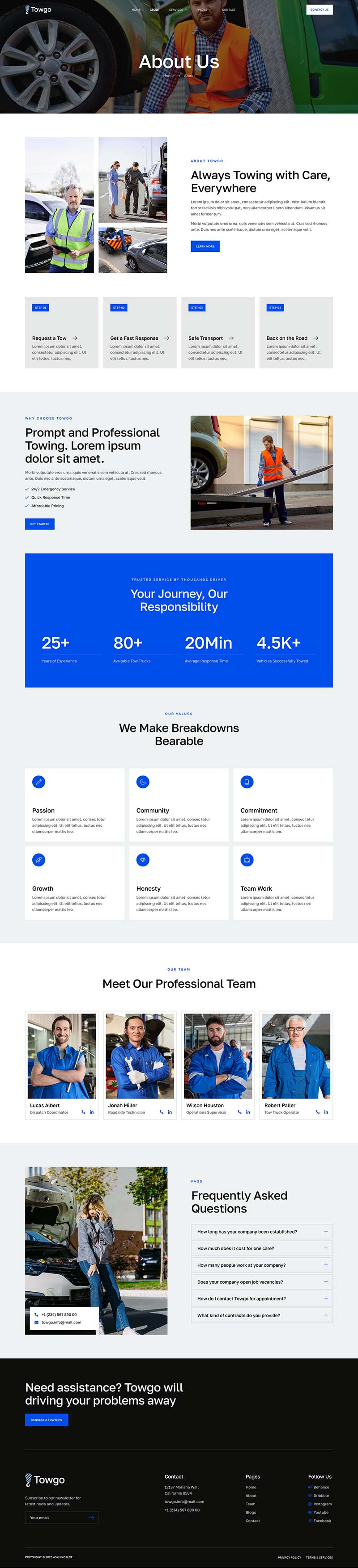 About — Towgo - Emergency Towing Service Elementor Template