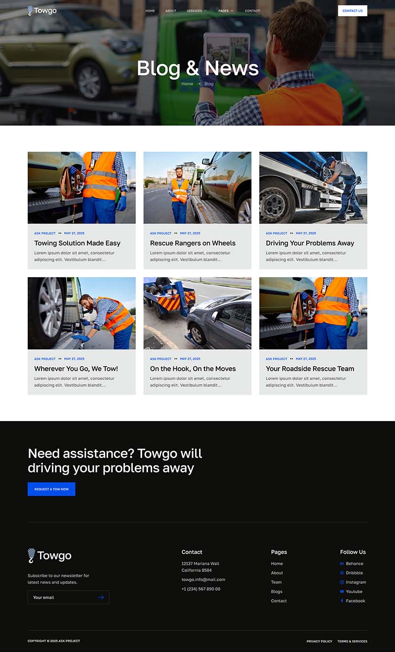 Blog — Towgo - Emergency Towing Service Elementor Template