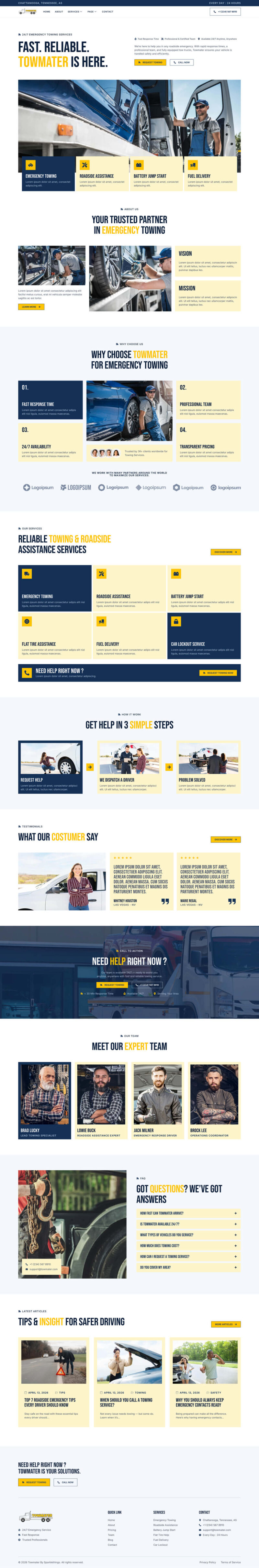 Home — Towmater - Emergency Towing Service Elementor Template