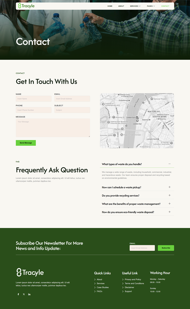 Contact — Tracyle - Waste Management & Recycling Service Elementor Template