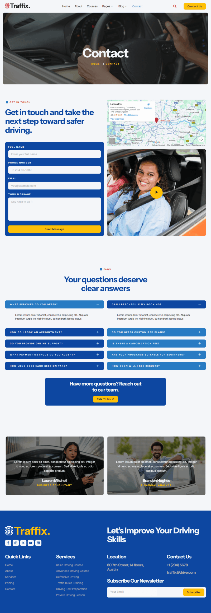 Contact — Traffix - Driving Course & Traffic School Elementor Template