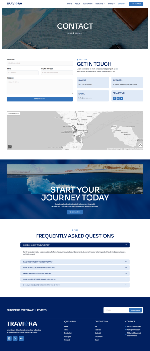 Contact — Traviora - Travel & Trip Business Elementor Template