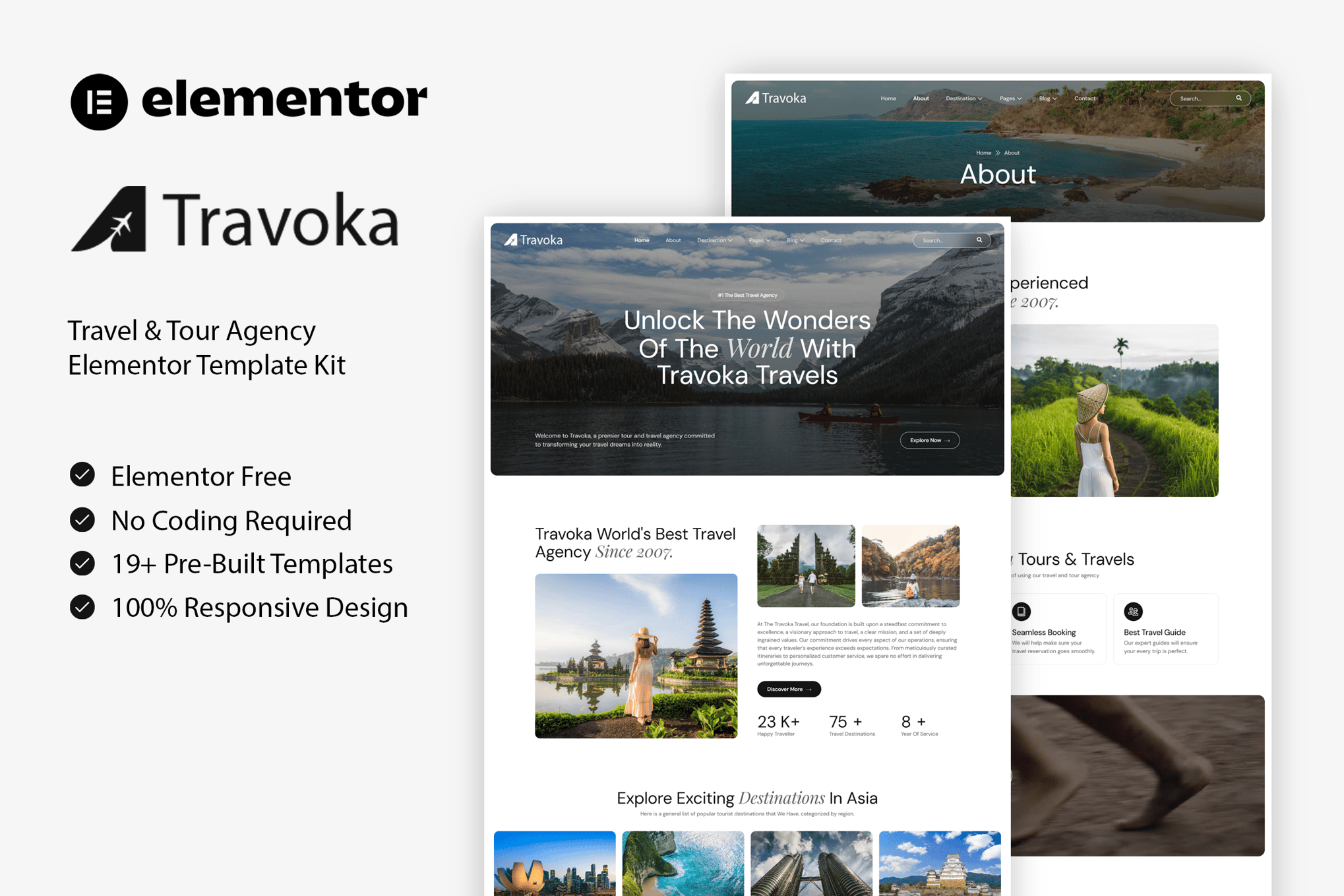 Travoka - Travel & Tour Agency Elementor Template — Elementor template kit cover