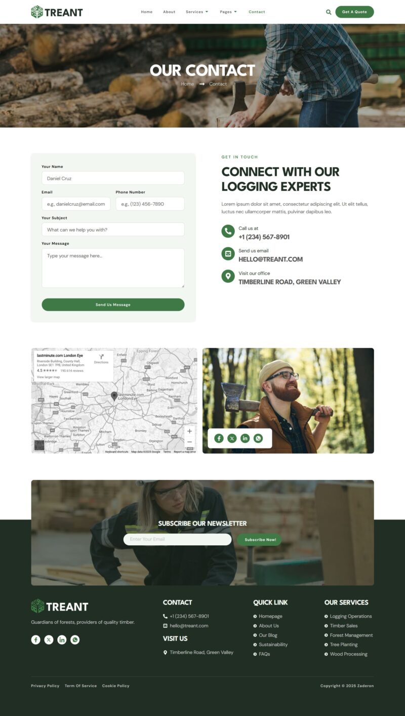Contact — Treant - Forestry & Logging Elementor Template