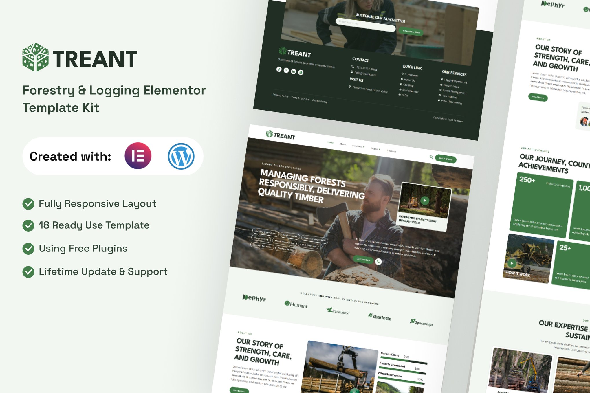 Treant - Forestry & Logging Elementor Template — Elementor template kit cover
