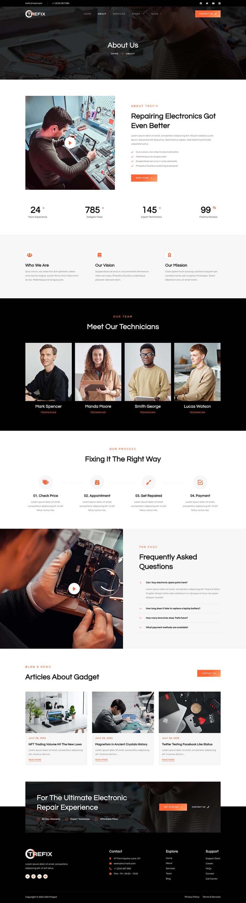 About — Trefix - Electronics & Gadgets Repair Services Elementor Template